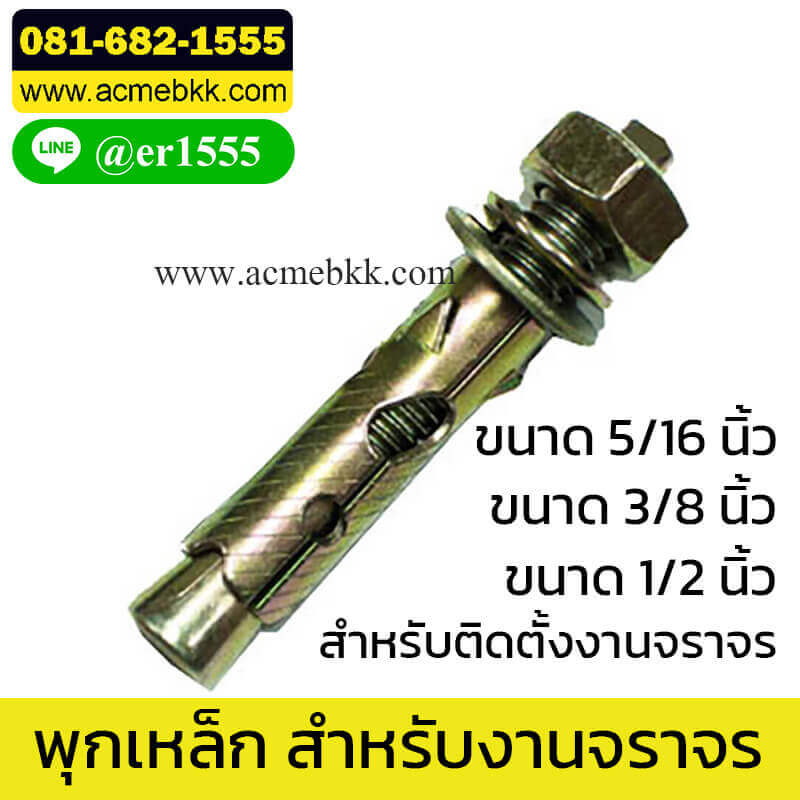 พุกเหล็ก ขนาด 5/16 นิ้ว 3/8 นิ้ว